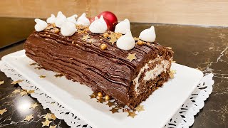 ❄️RECETTE inratable De BÛCHE De NOËL au chocolat🍫 👩‍🍳 FACILE et rapide ❄️ [upl. by Rourke]