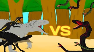 Indominus rexIndoraptor and Scorpius rex vs Anacondas  AUTO RPG Anything [upl. by Eelhsa33]