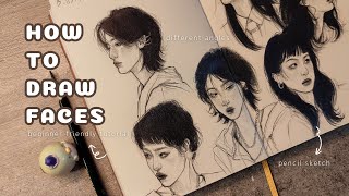 Easy way to drawing faces in different angles 🍮🍵 beginner friendly tutorial [upl. by Jeanelle]