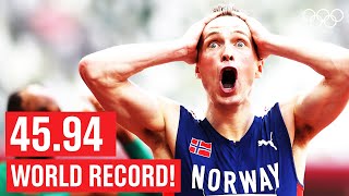 Warholm smashes WORLD RECORD  Full Mens 400m Hurdles Final  Tokyo Replays [upl. by Laehcym]