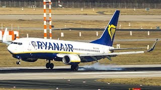 A SMOOTH RYANAIR BOEING 737 LANDING on the left wheel 4K [upl. by Sulokcin]