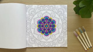 Relaxing Mandala Colouring 🌸 with Brush Pens  Mandala Colouring Book for Adults 📕 Hobby Colourist [upl. by Auhsuoj778]