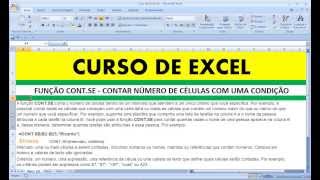 Curso de Excel Função CONTSE Contar células com uma condição Banco de Dados Estatística [upl. by Galven]