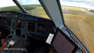 Airbus A320 landing in Windy RIGA Cockpit View [upl. by Huberman]