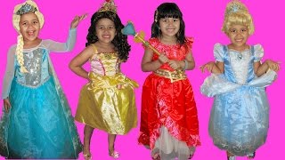 Halloween Costume Shopping Disney Princess Elena of Avalor Queen Elsa Belle and Cinderella [upl. by Ardme]