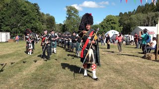 Scotland the Brave as the Massed Pipe Bands march on for finale 2023 Drumtochty Highland Games [upl. by Cerell]