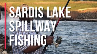 Sardis Lake Spillway Fishing and Folks May 2021 Mostly White Bass Crappie Two at a Time Catfish [upl. by Faxun]