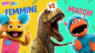 🦖🦕FEMMINE VS MASCHI GIOCHIAMO AI DINOSAURI  IMPARIAMO A NON FARE DISCRIMINAZIONI DI GENERE [upl. by Boiney]