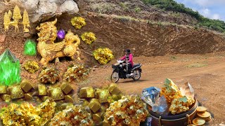 Great Finding Natural Gold Diamond Amethyst Diamonds Quartz Crystal at the mountain [upl. by Boycie]