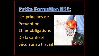 Formation sur Les principes de prévention et les obligations de la santé et sécurité au travail [upl. by Doner]