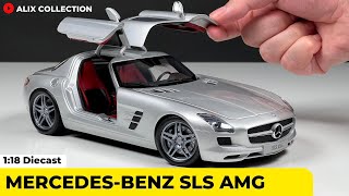 Unboxing of Mercedes Benz SLS AMG 118 Diecast Model Car by Minichamps 4K [upl. by Miru]