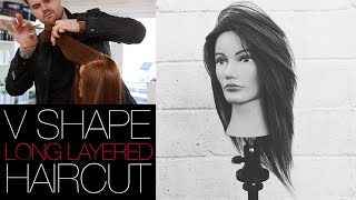 VSHAPED HAIRCUT  How To Cut A Long Layered V SHAPE Haircut  MATT BECK VLOG 22 [upl. by Roeser703]