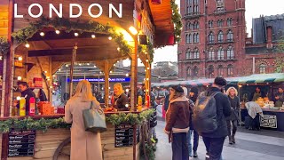 ✨ Kings Cross London Christmas Market 🎁 St Pancras International amp Coal Drops Yard 🎄 4K HDR [upl. by Limak674]