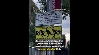 Racist signs spotted at bus stops in Denver US [upl. by Ronal]