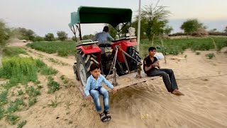 Children pulled VST Mitsubishi Shakti VT 224 Ajai 4WD Mini Tractor 241 and Tractor got stuck [upl. by Anehsuc220]