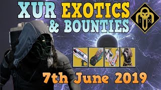 Destiny 2  XUR ON THE NESSUS BARGE XUR EXOTICS amp Xur Location NEW Exotics  7th June 2019 [upl. by Fortna297]