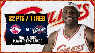 LeBron James 32pts 11reb 5ast  Pistons vs Cavaliers  Playoffs 2006 ECSF Game 6 [upl. by Rambow]