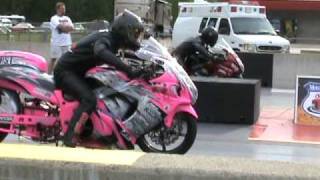 200 mph motorcycle Pink turbo Hayabusa pro street AMA dragbike [upl. by Lenahs]