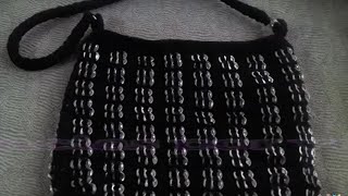 PARTE 2 DE 3 BOLSA TEJIDA A CROCHET CON ABANICOS Y ANILLAS DE LATA  Labores Angélika [upl. by Teryn]