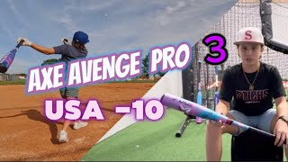 The New AXE AVENGE PRO 3 USA 2 PIECE COMPOSITE BAT  FIRST HITS [upl. by Margreta]