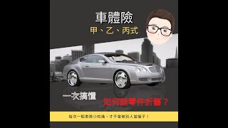 【潘弟】一次了解車體險甲、乙、丙式｜理賠技巧教會你｜零件折舊該如何算 [upl. by Naimaj]