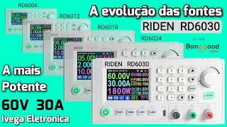 RIDEN RD6030 fonte de bancada agora mais potente 60V 30A [upl. by Kcirde829]