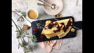 How to make chocolate walnut pancakes Palatschinken [upl. by Eiramanit]