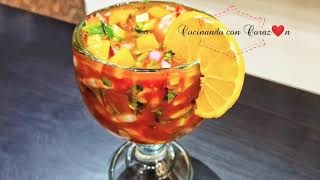 Cóctel de Camarones🦐 MEXICANO ESTILO SINALOA  TROPICAL🌴 Receta fácil y deliciosa [upl. by Anrapa]