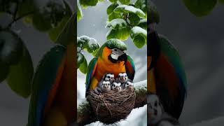 Parrot Shelters Chicks from Fierce Mountain Blizzard parrot snow mother trending [upl. by Asenab799]