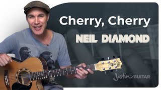 How to play Cherry Cherry by Neil Diamond  Easy Guitar [upl. by Onifur]