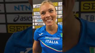 Campionati mondiali di atletica leggera di Budapest intervista alla triplista Dariya Derkach [upl. by Laktasic]