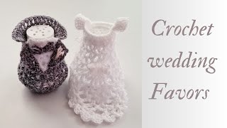 Originales souvenirs para boda tejidos en crochet  Smoking 🖤 y Vestido de novia 🤍  Porta saleros [upl. by Aneetsirk264]