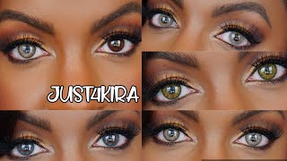 Prescription Colored Contacts for Dark Eyes  JUST4KIRA [upl. by Enilekaj]