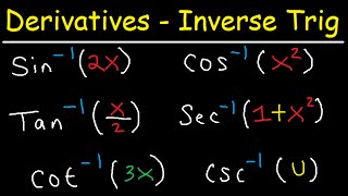 Derivatives of inverse trigonometric functions sin12x cos1 x2 tan1 x2 sec1 1x2 [upl. by Ticknor]