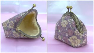 がま口ポーチ作り方 型紙作り方 小さながま口財布 小銭入れ 小さなポーチ作り方 how to make a pouch [upl. by Earazed368]