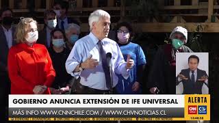 Presidente Piñera anuncia extensión del IFE y creación de nuevo Ingreso Laboral de Emergencia [upl. by Attenoj]