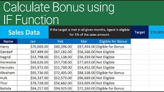 Calculate Bonus in Excel Using IF Function [upl. by Eirac579]