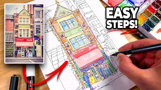 URBAN SKETCHING Tutorial  Easy StepbyStep For Beginners [upl. by Aicilet]