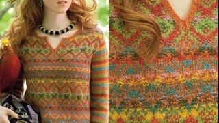 22 Vibrant Colorwork Pullover Vogue Knitting Fall 2014 [upl. by Adamski]