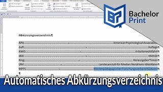 Abkürzungsverzeichnis in Word erstellen  SO GEHTS [upl. by Verney533]