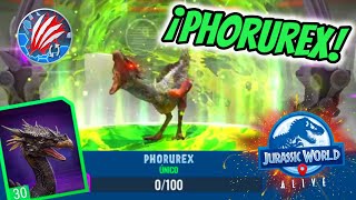 ¡PHORUREX DESBLOQUEADO – ¿MEJOR que INDOTAURUS  Actualización 210 – Jurassic World Alive JWA [upl. by Einahpit]