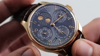 IWC Portugieser Perpetual Calendar Double Moon Ref IW503404 Watch Review [upl. by Lenwood]