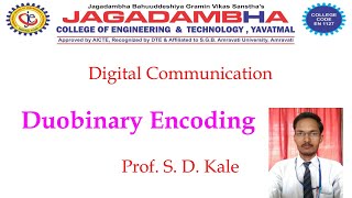 Duobinary Encoding  Digital Communication  Prof S D Kale [upl. by Burdett105]