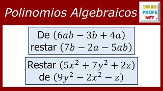 RESTA DE POLINOMIOS  Ejercicios 1 y 2 [upl. by Danete]