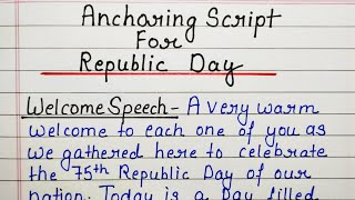 Anchoring Script For Republic Day  2024 Best Anchoring Script In English  Welcome Speech [upl. by Romeo379]