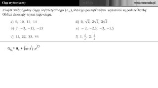 Znajdź wzór ogólny ciągu arytmetycznego o początkowych wyrazach  zadanie [upl. by Nevar834]