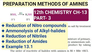 12th Chemistry Ch13Part3Amines from nitro comp amonolysis nitriles amp amidesStudy with Farru [upl. by Blackwell]