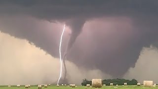 DOUBLE Rare Twin Tornadoes and Lightning near Pilger NE [upl. by Baillieu256]