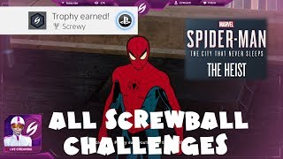 Screwy Trophy Guide  All Screwball Challenges on Spectacular  Spider Man DLC Episode 1 The Heist [upl. by Natsrik]