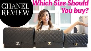 Review  Chanel Classic Double Flap  comparing Maxi vs Jumbo vs Medium Large  Lambskin vs Caviar [upl. by Rosalba]